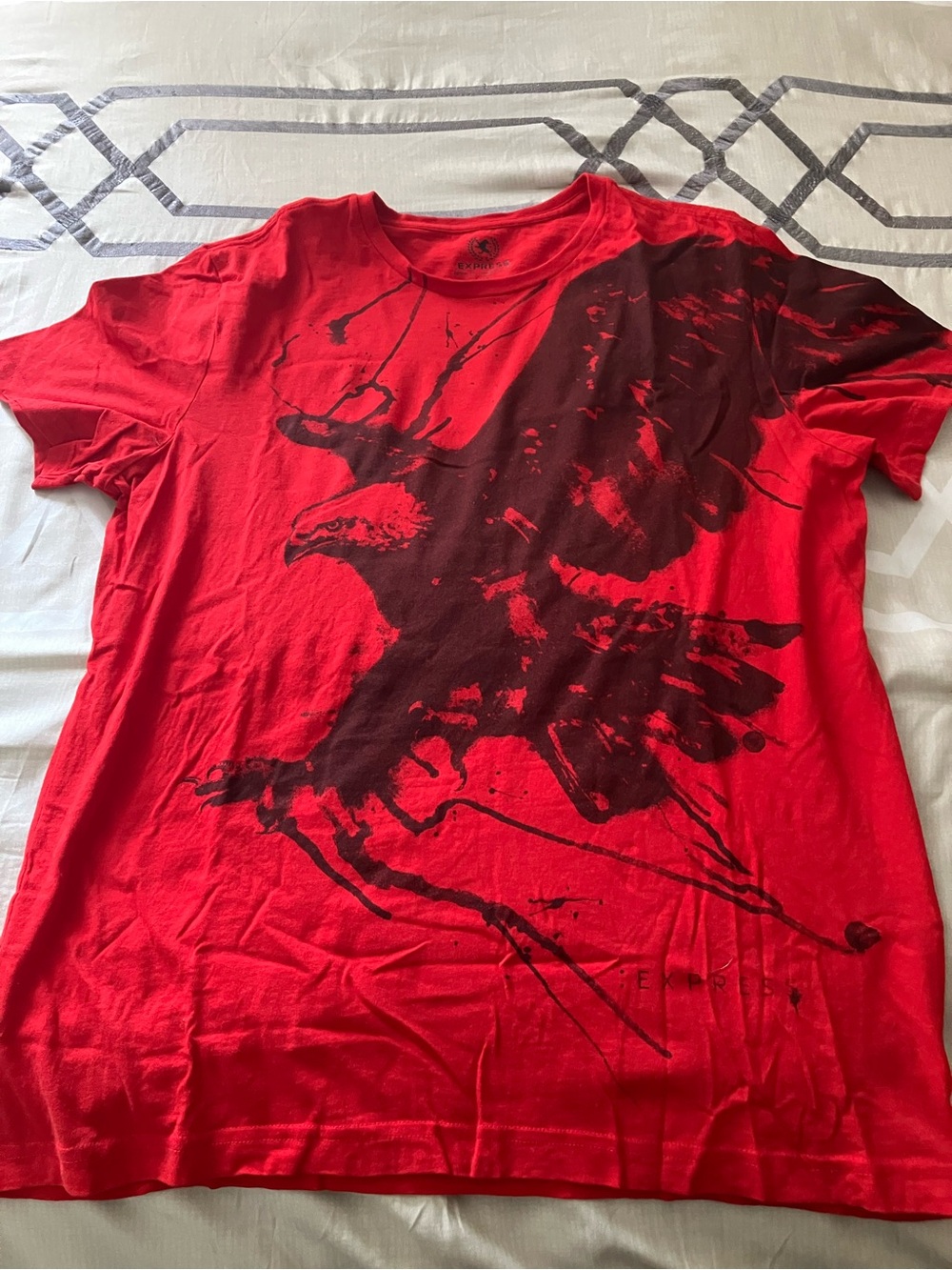 Express Men Bold Red Graphic Eagle Tee